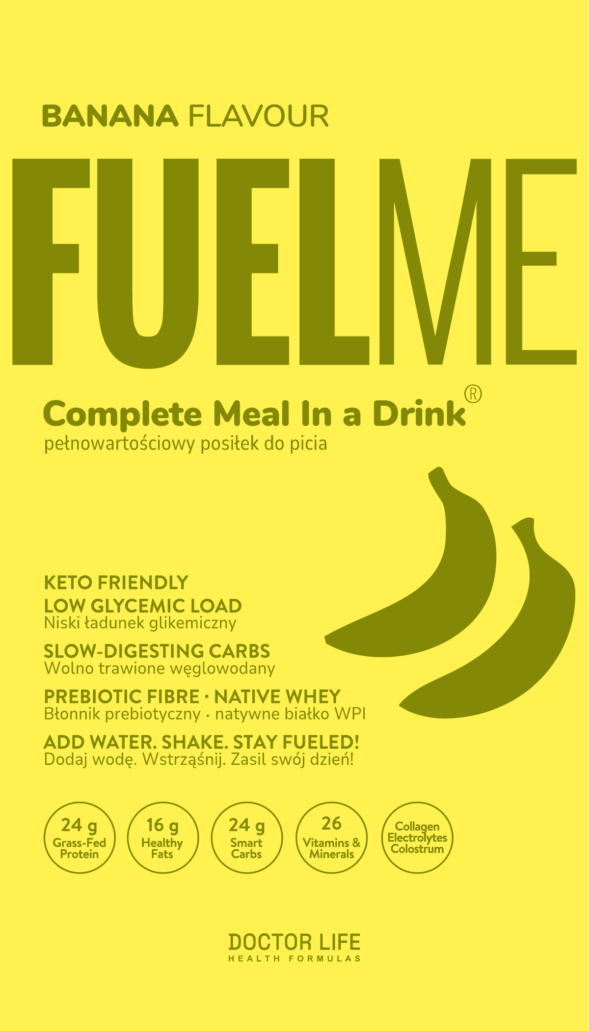 FUELME Banana 90 g sachet — front packaging artwork