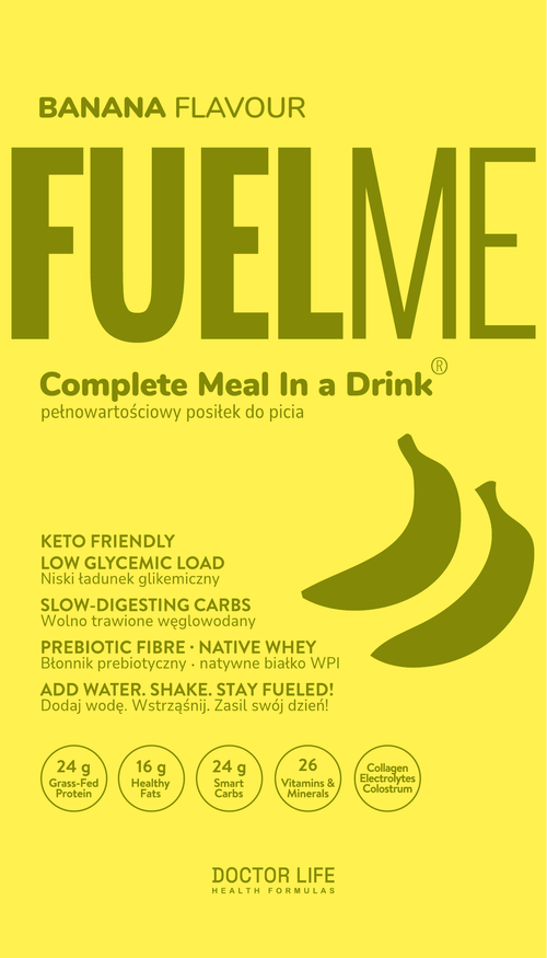 FUELME Banana 90 g sachet — front packaging artwork