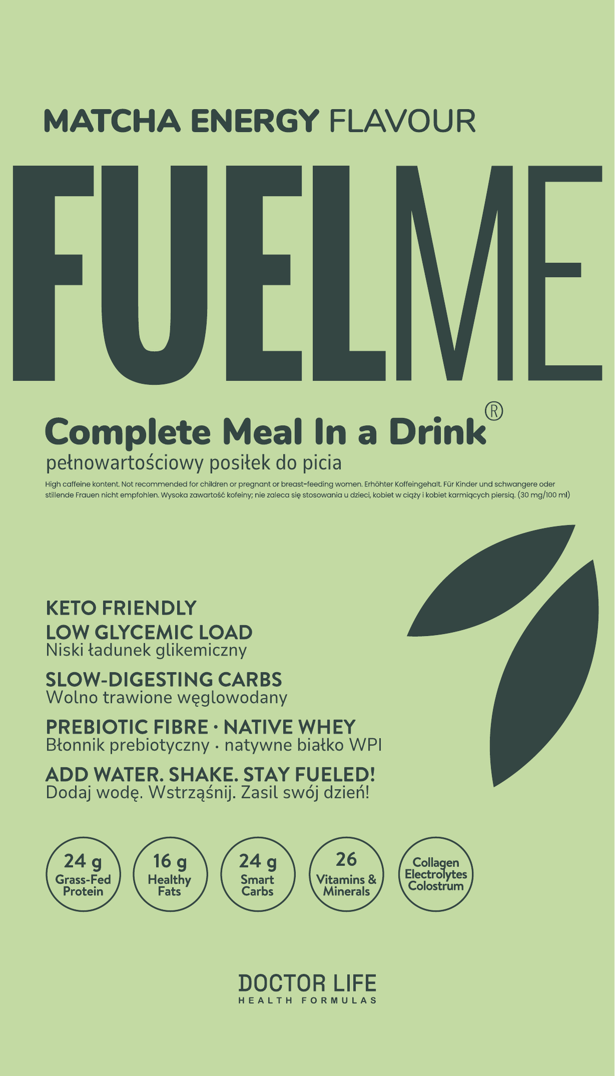 FUELME Matcha Energy 90 g sachet — front packaging artwork