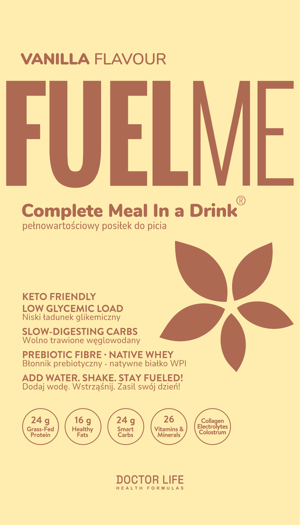 FUELME Vanilla 90 g sachet — front packaging artwork